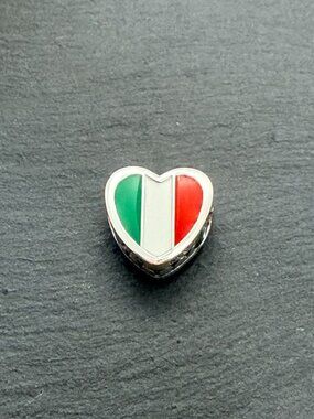 Pandora Italy Flag Heart Charm Sterling Silver Jewelry